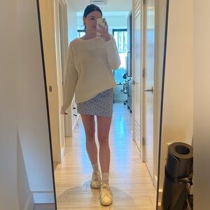 Abound Retro Floral Print Front Slit Mini Skirt (M)